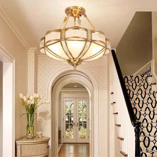24 Inch Brass Flush Mount Chandelier
