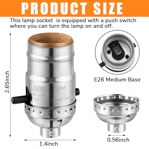 4 Pack UL Listed E26 Lamp Socket Replacement (4 Count)
