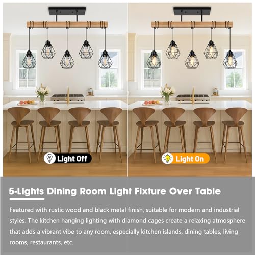 5 Lights Farmhouse Hanging Pendant Light