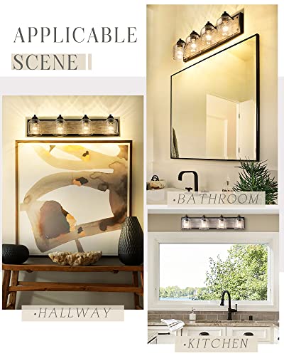 32" 4 Light Farmhouse Bathroom Vanity Light with Bubble Glass