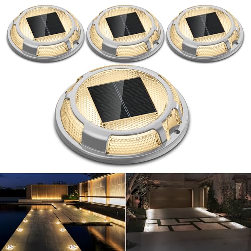 Solar Driveway Lights Dock Lights Waterproof 4 Pack (4 Count)