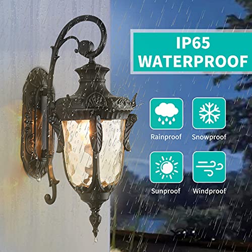 16.93” Outdoor Wall Light Fixture Black Exterior Wall Lantern
