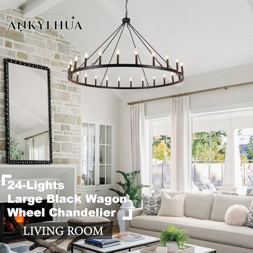 52 inches Black Wagon Wheel Chandelier