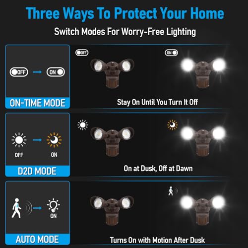Motion Sensor Security Lights Dusk to Dawn IP65 5000K Bronze