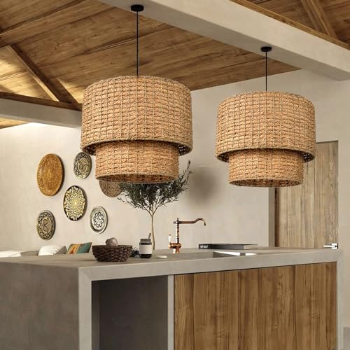 1 Light Rustic Woven Pendant Light