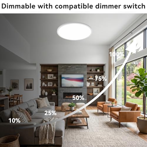 15.8INCH 2Pack Big Dimmable Flush Mount Ceiling Light Fixture White (2 Count)