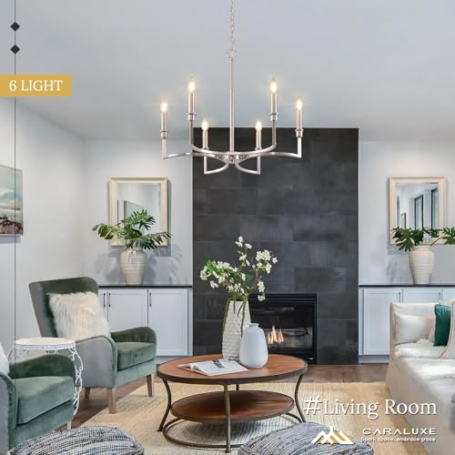 6 Light Candelabra Chandelier Dining Room Nickel Chandeliers 26in