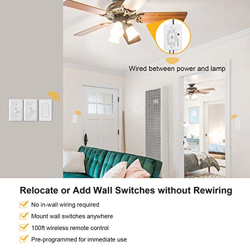 3 Way Wireless Light Switch Kit with Receiver