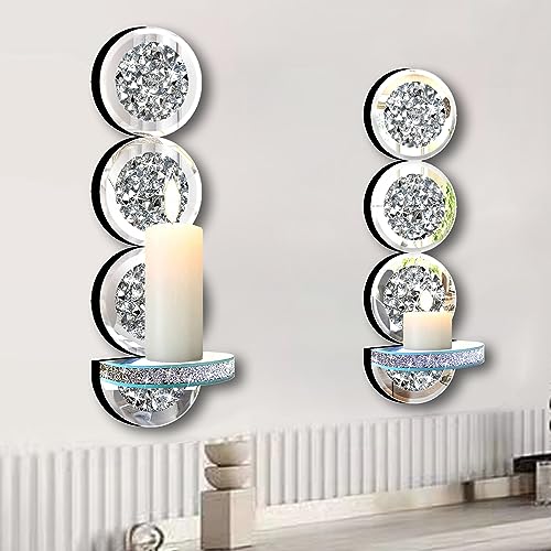 Set of 2 Crystal Crush Diamond Candle Sconces (2 Count)