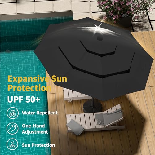 9ft 3 Tier Patio Umbrella with Solar Lights