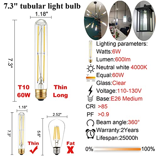 Dimmable T10 E26 Bulb (6 Count)