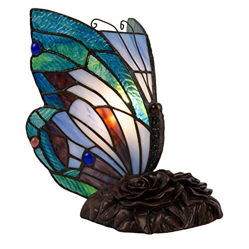 Tiffany Style Table Lamp with Butterfly Stained Glass Shade