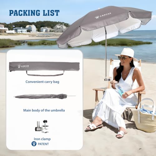 Chair Umbrella with Universal Clamp Adjustable 47 inches and 360° Swivel & UPF 50+ Protection Portable Sun Umbrella (2 Count)