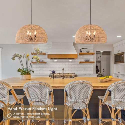 17.6 inch Hemp Rope Woven Pendant Light Wicker Pendant Light 3