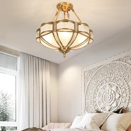 4 Lights Semi Flush Brass Dining Room Chandelier