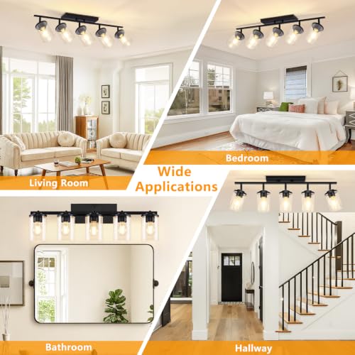 5 Lights Black Semi Flush Mount Ceiling Light Fixtures