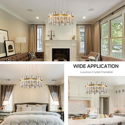 Led Gold Smoke Grey Crystal Chandelier