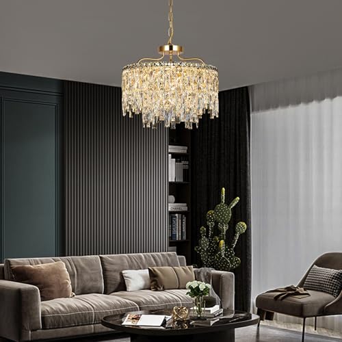 Modern 18" 6 Lights Modern Gold Crystal Chandeliers for Dining Room