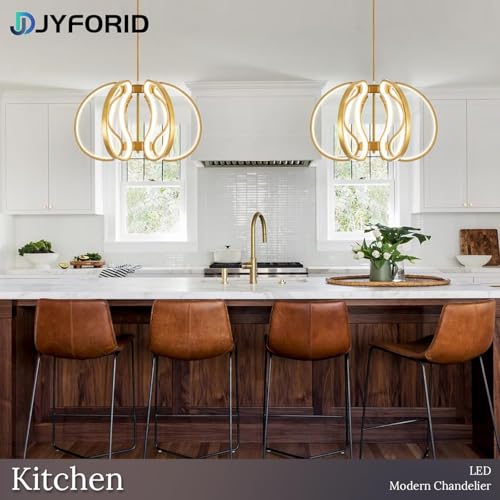 Modern Gold Chandelier with Remote Control