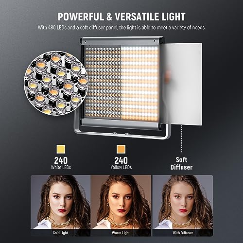 2 Packs Dimmable Bi Color 480 LED Video Light Kit