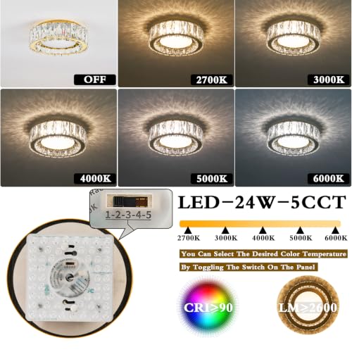 Dimmable Crystal Flush Mount Ceiling Light