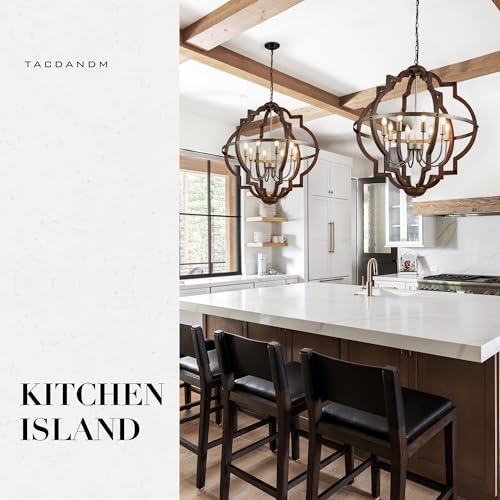 8 Light Farmhouse Chandelier Wood Pendant Light Fixtures