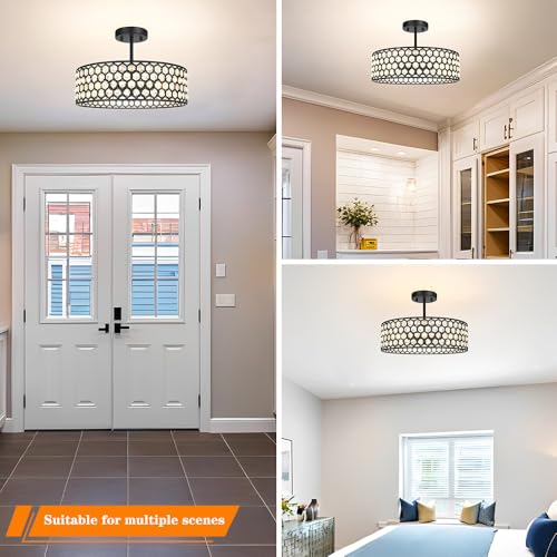 Black Crystal Ceiling Light Fixture