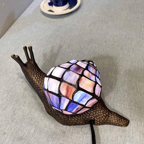L10976 Purple Land Snail Tiffany Style Stained Glass Accent Lamp