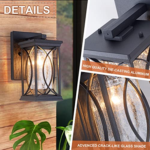 Dusk to Dawn Outdoor Wall Lanterns Small Modern Exterior Light Fixture Aluminum with Crack