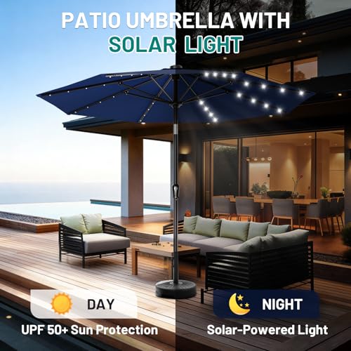 9FT Patio Umbrella with Solar Lights