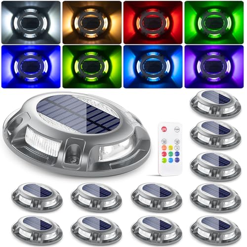 Solar Driveway Dock Lights with Remote (12 Count)