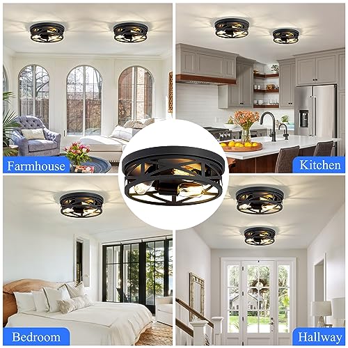 13 inch Black Flush Mount Ceiling Light Fixture