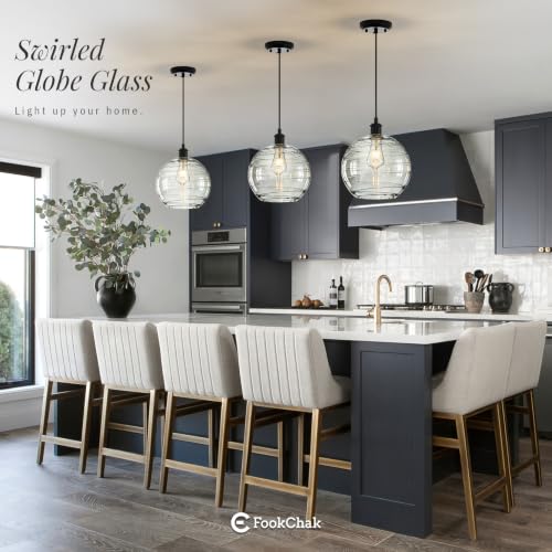 Modern Glass Pendant Light 10” Black Kitchen Island Hanging Light Fixture