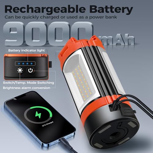 Rechargeable 10000mAh Camping Light with 3 LED Lamp Heads