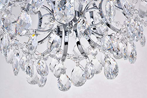 Modern Pendant Chandelier Crystal Raindrop Lighting Ceiling Light Fixture Lamp for Dining Room Bathroom Bedroom Livingroom entryway 3 E12 Bulbs Required D16 in x H18 in