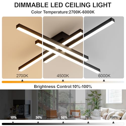 43.3" Modern Ceiling Light with Remote