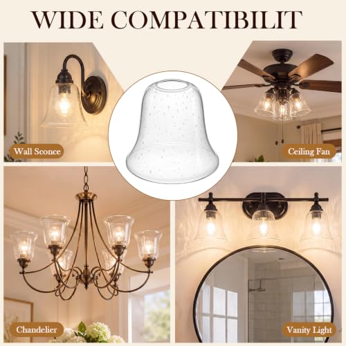 6 Pcs Bubble Seeded Bell Shaped Glass Lamp Shade Replacement (6 Count)