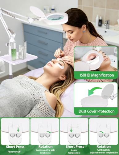 3-in-1 LED Magnifying Light Real Glass Lens Adjustable Light for Beauty & Precision Work (34 Count)