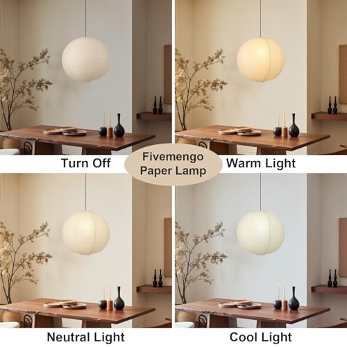 Large Paper Pendant Light with Cord and Canopy