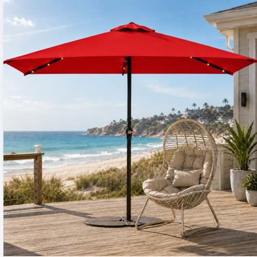 6.5 x 10ft Rectangular Patio Umbrella with Solar Lights