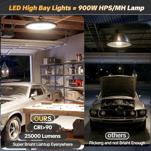 300W UFO High Bay Light 3 Pack 45000LM LED Shop Lights Plug & Play