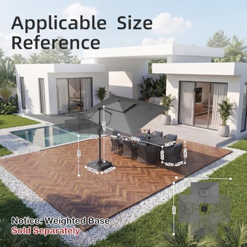 10x13 FT Patio Cantilever Outdoor Umbrella Large Offset Umbrellas