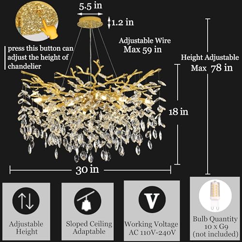 Tree Branch Chandelier Modern Crystal Pendant Light
