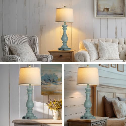 29" Tall Farmhouse Table Lamp for Living Room (Blue-1PK)