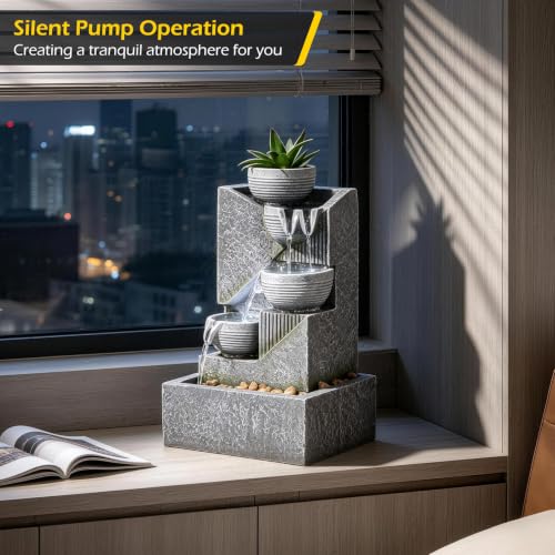Tabletop Water Fountain Waterfall Fountains Indoor with LED