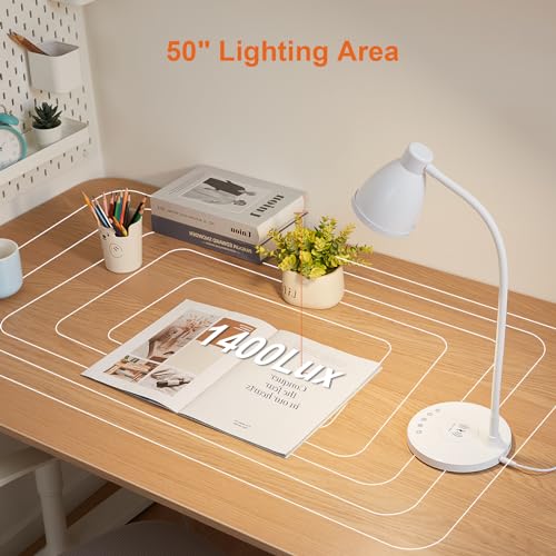 LED Desk Lamp for Home Office with USB C Charging Wireless Charger (White / Standard)