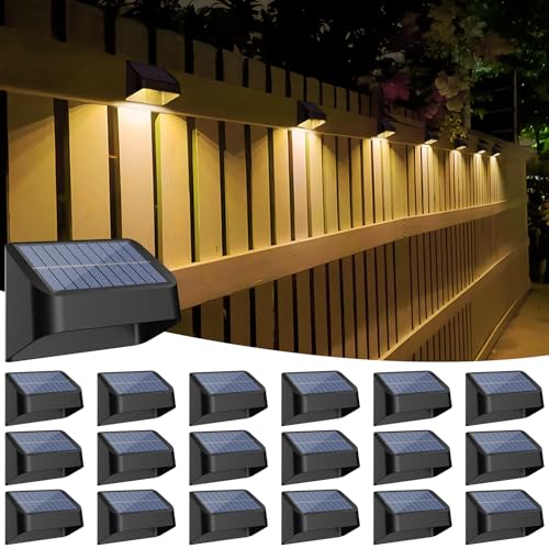 18 Pack Brighter Solar Fence Lights RGB 8 Colors Dusk to Dawn Deck Light Fence Solar Lights Outdoor IP65 Waterproof Solar Outdoor Lights for Step Patio Backyard Railing Wall (18 Count)