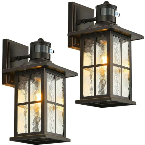 2 Pack Motion Sensor Outdoor Porch Lights Dusk Dawn Exterior Wall Lantern (2 Count)