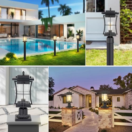 Dusk to Dawn Outdoor Post Light Fixture Waterproof Pole Mount Light with Pier Mount Adapter