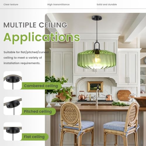 Modern Hanging Light Green Pendant Light Fixture Mid Century 1